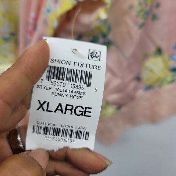 INC International Concepts Women's 2pc Lace-Trim Floral Robe/ Nightie Floral XL - Picture 7 of 15